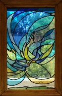 French Swallows; first of two stained glass windows