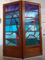 Beauty's Guardians; doors 1 & 2 of a four door room divider, shown at The Kennington GlassSmiths Exhibition, London; POA